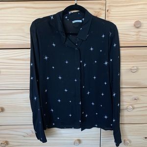 Reformation Sheer Star Print Longsleeve Blouse